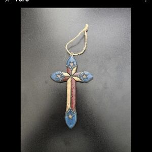 Rainbow Resin Western Cross Christmas Ornament  5" In Size Set Of 12  2 Of Each